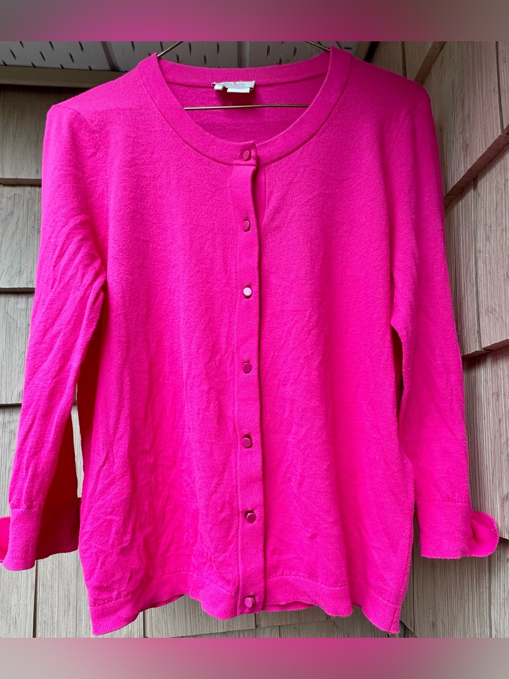 Kate Spade Hot Pink Cardigan with 3/4 Sleeves and Bow Detail, Size M
